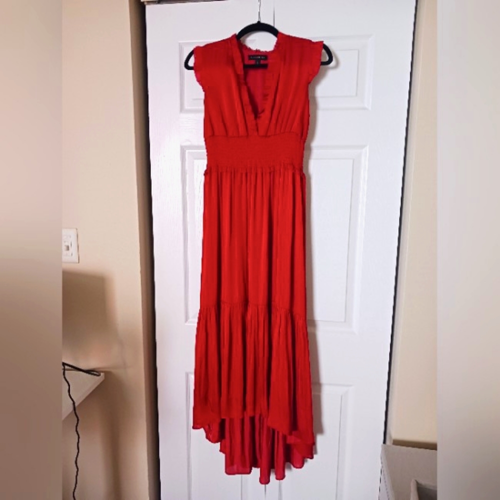 Banana Republic red satin maxi dress